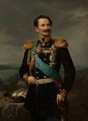 Portrait of Friedrich Berg by Jan Michal Strzalecki Oil Painting