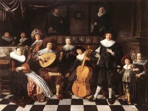 Family Making Music by Jan Miense Molenaer - Oil Painting Reproduction