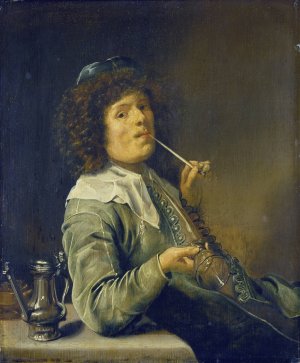 Man Smoking and Holding an Empty Wine Glass by Jan Miense Molenaer Oil Painting
