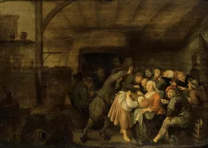 Peasants in an Inn Playing La Main Chaude by Jan Miense Molenaer - Oil Painting Reproduction