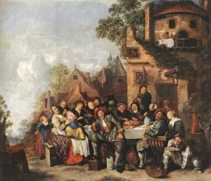 Tavern of the Crescent Moon by Jan Miense Molenaer - Oil Painting Reproduction