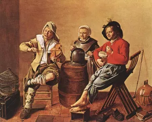 Two Boys and a Girl Making Music by Jan Miense Molenaer - Oil Painting Reproduction