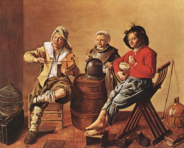 Main Product Photo of Two Boys and a Girl Making Music Painting by Jan Miense Molenaer