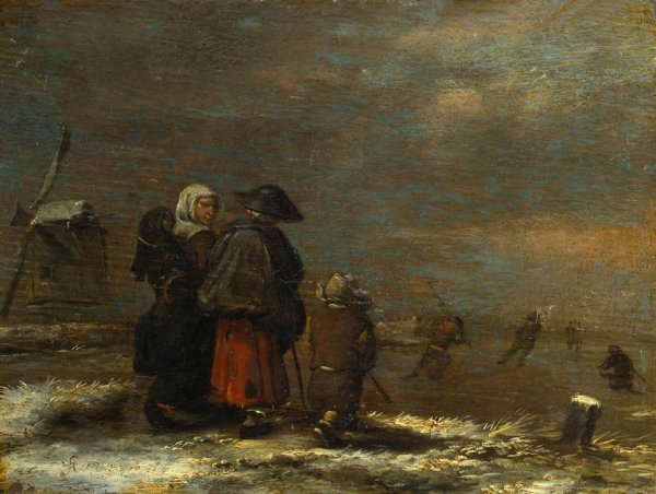 Main Product Photo of Winter Landscape with a Windmill Painting by Jan Miense Molenaer