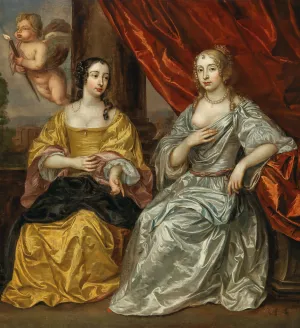 A Portrait Of Two Noblewomen With Cupid by Jan Mijtens Oil Painting