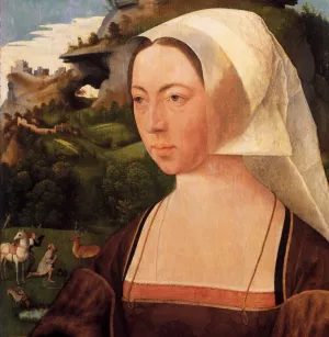 Portrait of a Woman Detail by Jan Mostaert Oil Painting