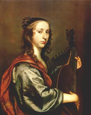 Lady Playing the Lute by Jan Mytens Oil Painting