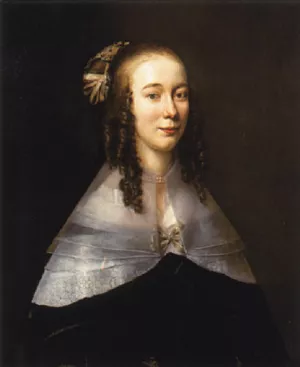 Portrait of a Lady Wearing a Black Dress and a White Collar by Jan Mytens Oil Painting