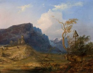 Mountain landscape by Jan Nepomucen Glowacki Oil Painting