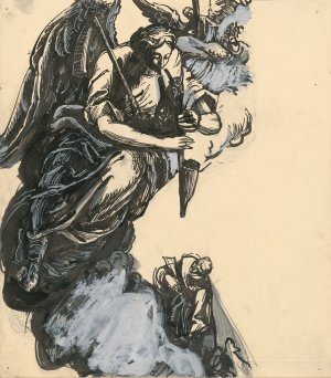 Angel Playing Bagpipes by Jan Novak Oil Painting