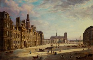 L'Hotel de Ville by Jan Ostoja Faustin De Miodoncheski Oil Painting