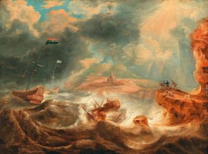 A Shipwreck Off A Rocky Coast by Jan Peeters The Elder Oil Painting