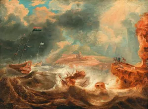 A Shipwreck Off A Rocky Coast by Jan Peeters The Elder Oil Painting