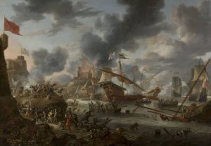 Sea battle between Christians and the Turks by Jan Peeters The Elder Oil Painting