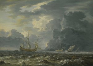 Shipping In Choppy Seas by Jan Peeters The Elder Oil Painting