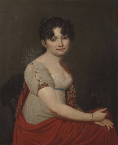 Portrait of Mrs. Dziekonska, General's Wife  by Jan Pfeifer - Hand-Painted Oil Painting Reproduction