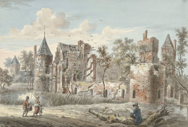 Ruine van het Huis ter Haar bij Maarssen  by Jan Philip Reuthel Jr. - Hand-Painted Oil Painting Reproduction