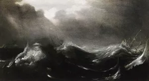 Shipping in Stormy Seas by Jan Porcellis - Oil Painting Reproduction