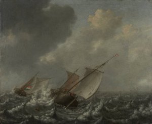 Vessels on a Choppy Sea by Jan Porcellis Oil Painting
