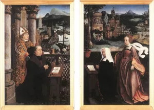 Donor with St Nicholas and His Wife with St Godelina Oil painting by Jan Provost