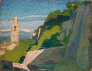 Landscape with a shrine by Jan Rembowski Oil Painting