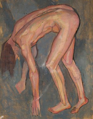 Nude, leaning by Jan Rembowski Oil Painting