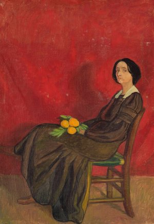 Portrait of a woman with flowers by Jan Rembowski Oil Painting