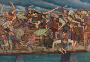 Refugees by Jan Rembowski Oil Painting