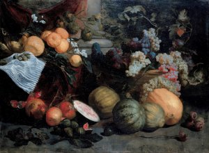Still Life with Fruit and Vegetables by Jan Roos Oil Painting