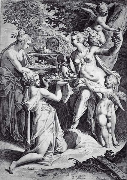 Venus Receiving Gifts by Jan Sadeler I - Hand-Painted Oil Painting Reproduction