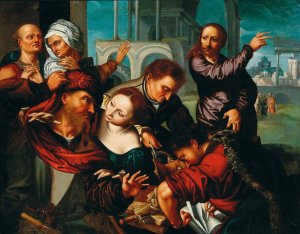 The Calling of Saint Matthew by Jan Sanders Van Hemessen (Follower) Oil Painting