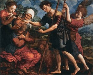 Tobias Restores his Father's Sight by Jan Sanders Van Hemessen Oil Painting