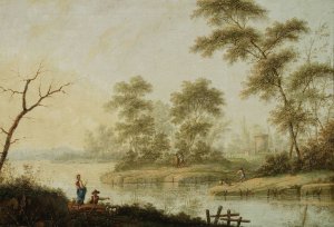Landscape - rivulet bank Oil painting by Jan Scislo