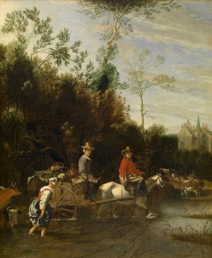 Shallow Water near a Castle by Jan Siberechts Oil Painting