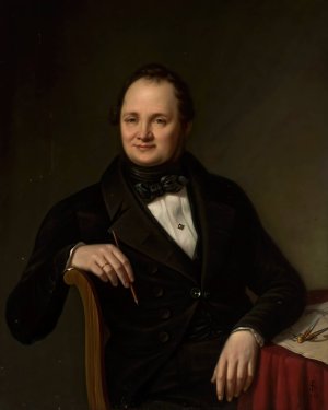 Portrait of Andrzej Golonski, architect by Jan Sikorski Oil Painting