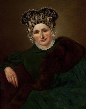 Portrait of Mrs. Pozner by Jan Sikorski Oil Painting
