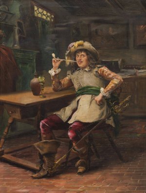 Man with a Pipe Oil painting by Jan Skramlik