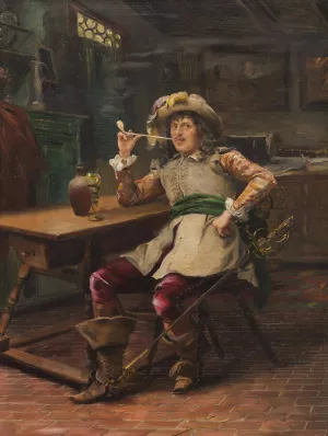 Man with a Pipe by Jan Skramlik Oil Painting