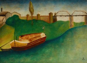 Barge by Jan Spychalski Oil Painting