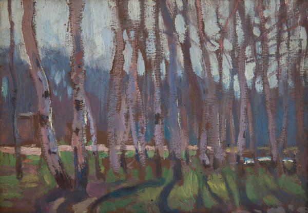 Birch-Grove  by Jan Stanislawski - Hand-Painted Oil Painting Reproduction
