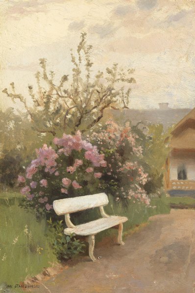 Die weise Gartenbank  by Jan Stanislawski - Hand-Painted Oil Painting Reproduction