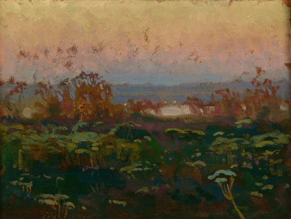Dusk at the Dnieper River  by Jan Stanislawski - Hand-Painted Oil Painting Reproduction