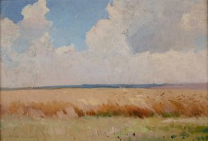 Field at Bialocerkiew by Jan Stanislawski Oil Painting