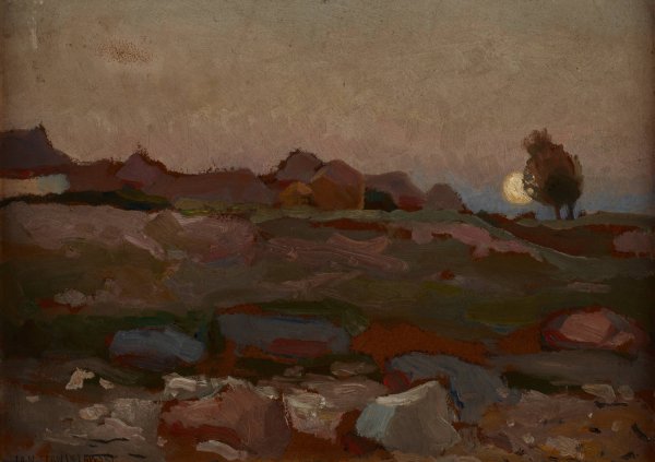 Moon over the Rocks  by Jan Stanislawski - Hand-Painted Oil Painting Reproduction
