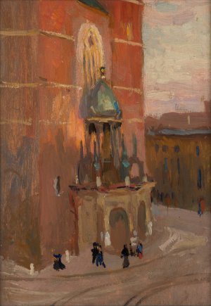 St Mary's Church in Krakow by Jan Stanislawski Oil Painting