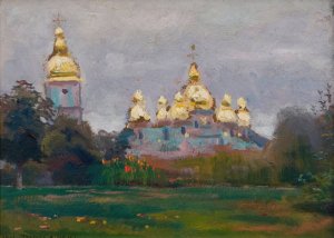 St Michael's Monastery in Kyiv by Jan Stanislawski Oil Painting