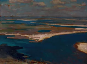 The Dnieper River in Blue by Jan Stanislawski Oil Painting