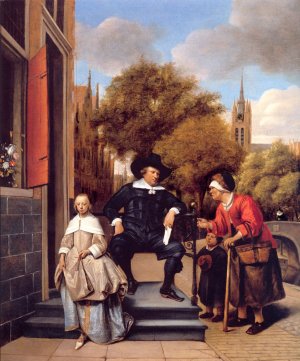 A Burgher of Delft and His Daughter by Jan Steen Oil Painting