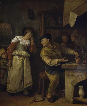 A Goldsmith Melting Down a Woman's Jewellery in the Presence of a Notary, 'The Alchemist' by Jan Steen A Goldsmith Melting Down a Woman's Jewellery in the Presence of a Notary, 'The Alchemist' by Jan Steen Oil Painting