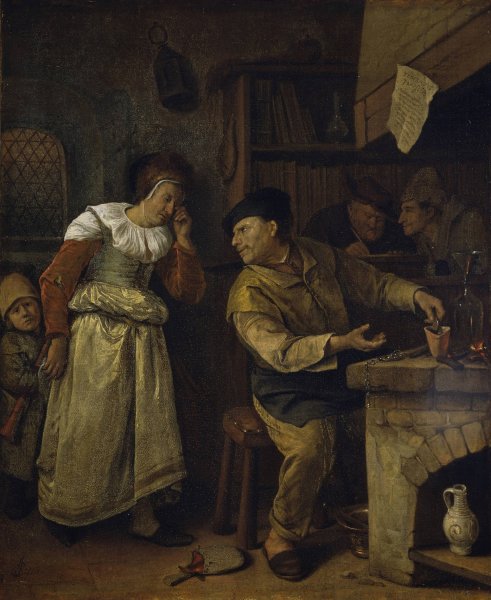A Goldsmith Melting Down a Woman's Jewellery in the Presence of a Notary, 'The Alchemist' by Jan Steen - Hand-Painted Oil Painting Reproduction